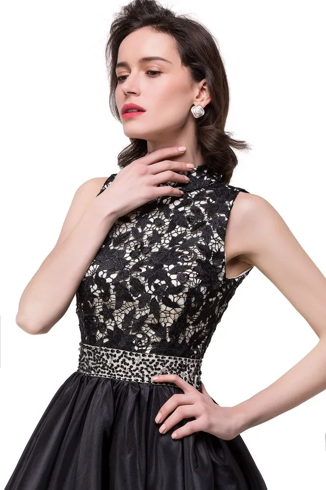 A-line Halter Lace Party Dress