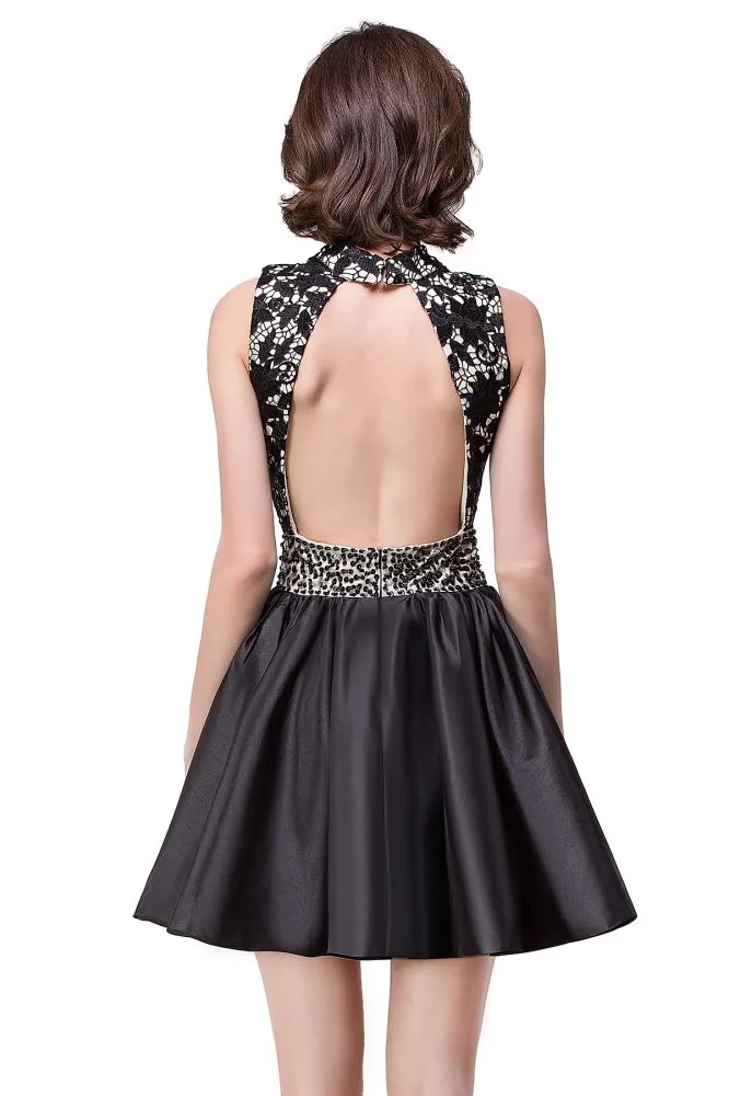 A-line Halter Lace Party Dress