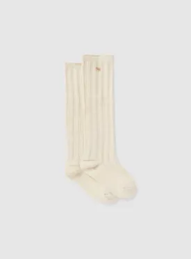 Abel & Lula Girls Beige Lurex Knee Socks