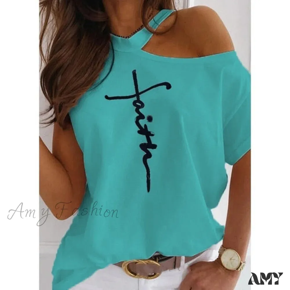 Amy Fashion - Casual Print Short Sleeve O-neck Tops