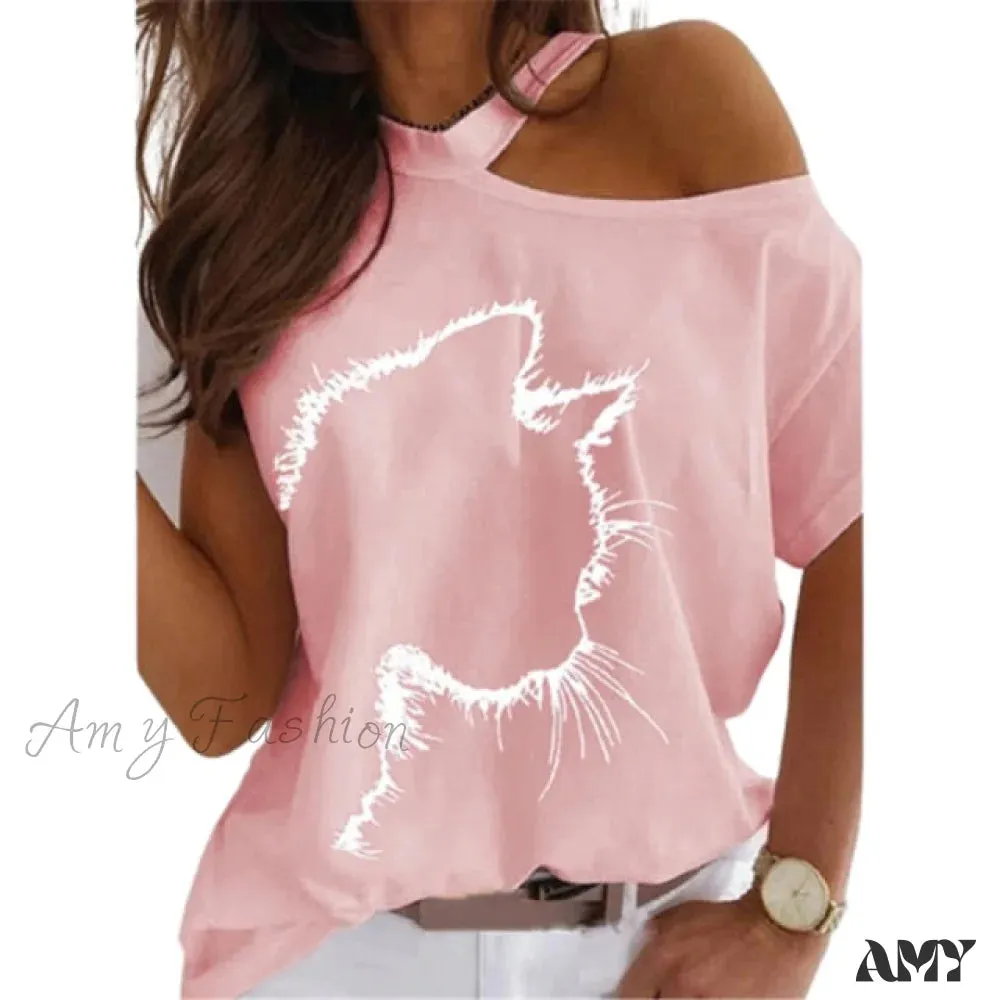 Amy Fashion - Casual Print Short Sleeve O-neck Tops