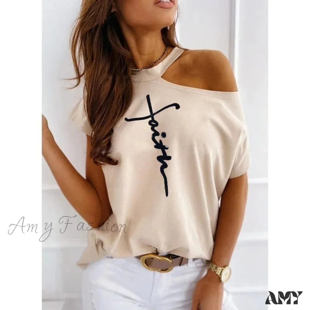 Amy Fashion - Casual Print Short Sleeve O-neck Tops