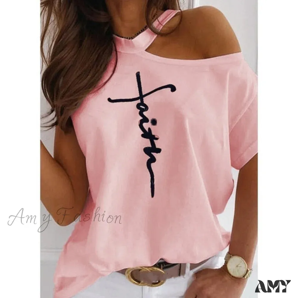 Amy Fashion - Casual Print Short Sleeve O-neck Tops