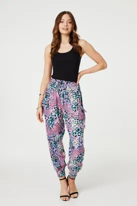 Animal Print High Waist Harem Pants