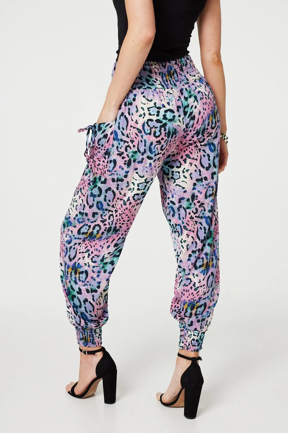 Animal Print High Waist Harem Pants