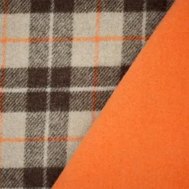 Beige-Brown-Orange Wool Plaid-Solid Double Woven Coating Fabric