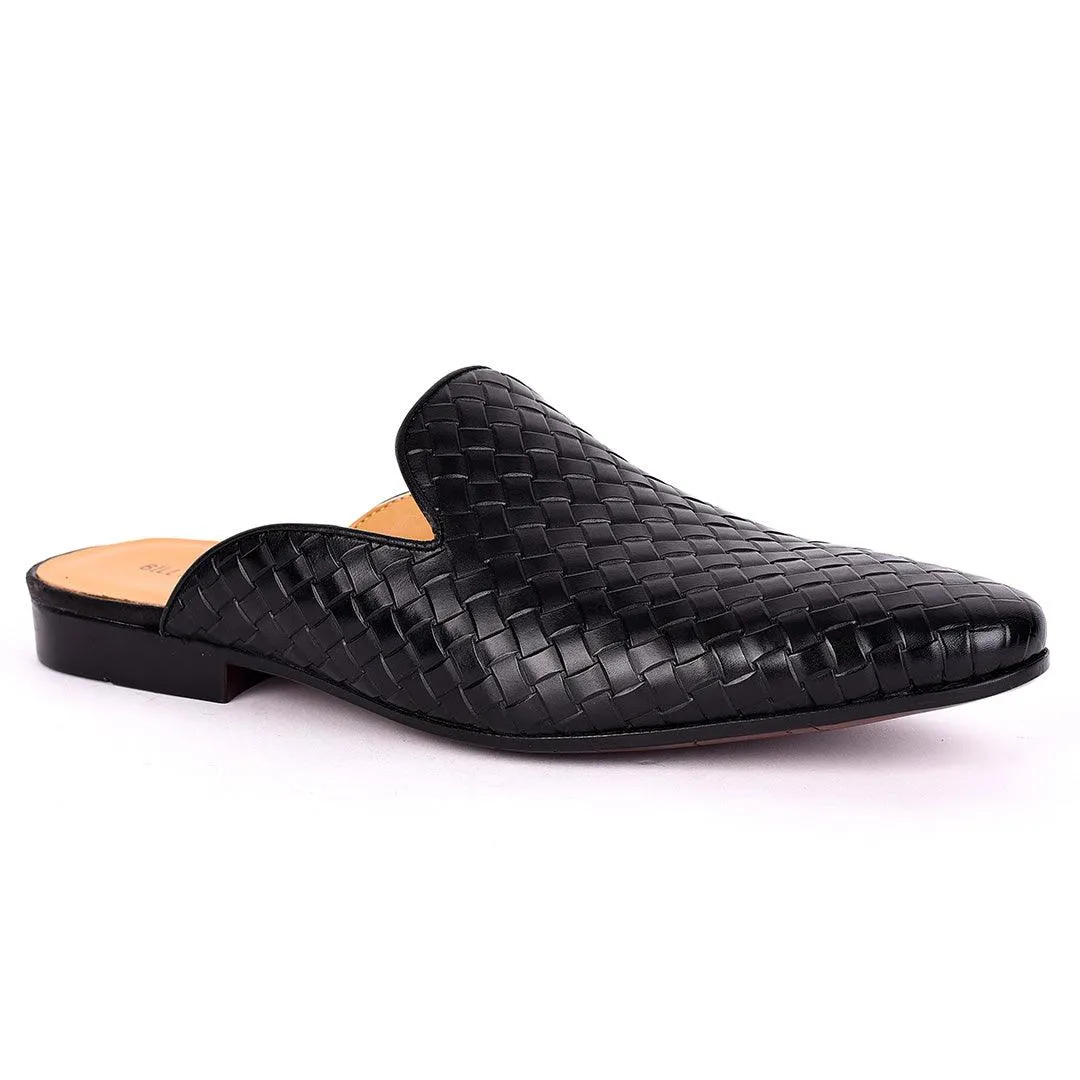 Billy Garrison Classic Patterned Leather Men's Half Shoe- Black