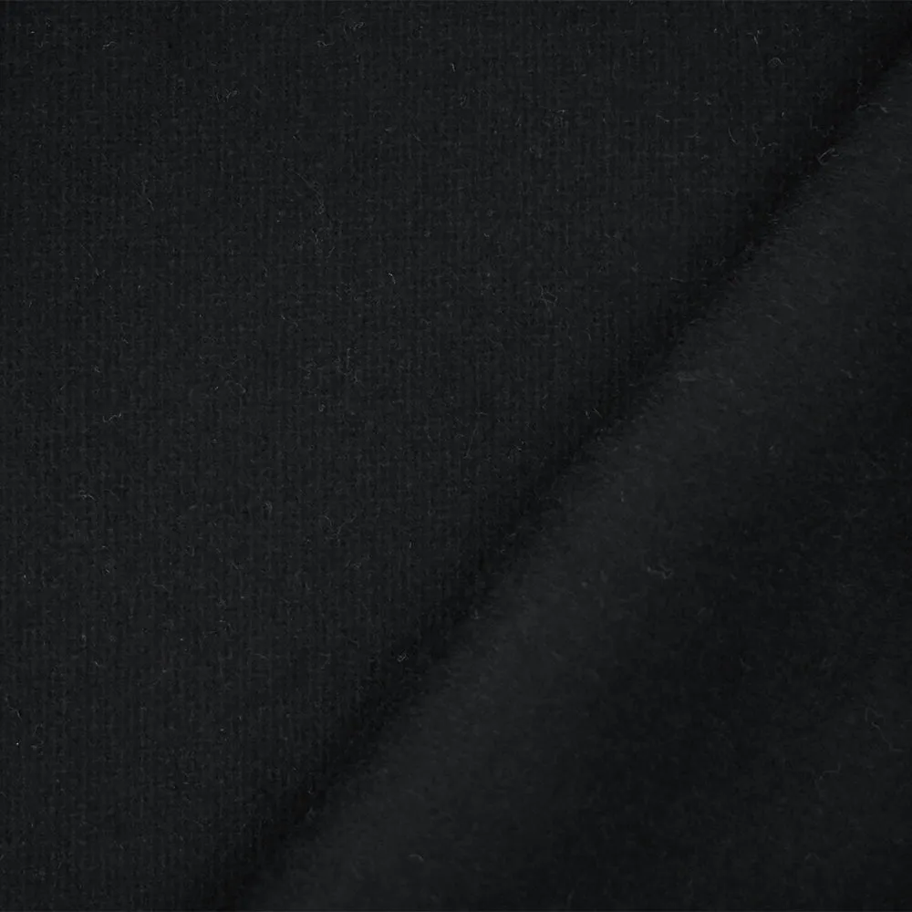 Black Melton Wool and Polyester Blend Solid Double Woven Jacketing Fabric