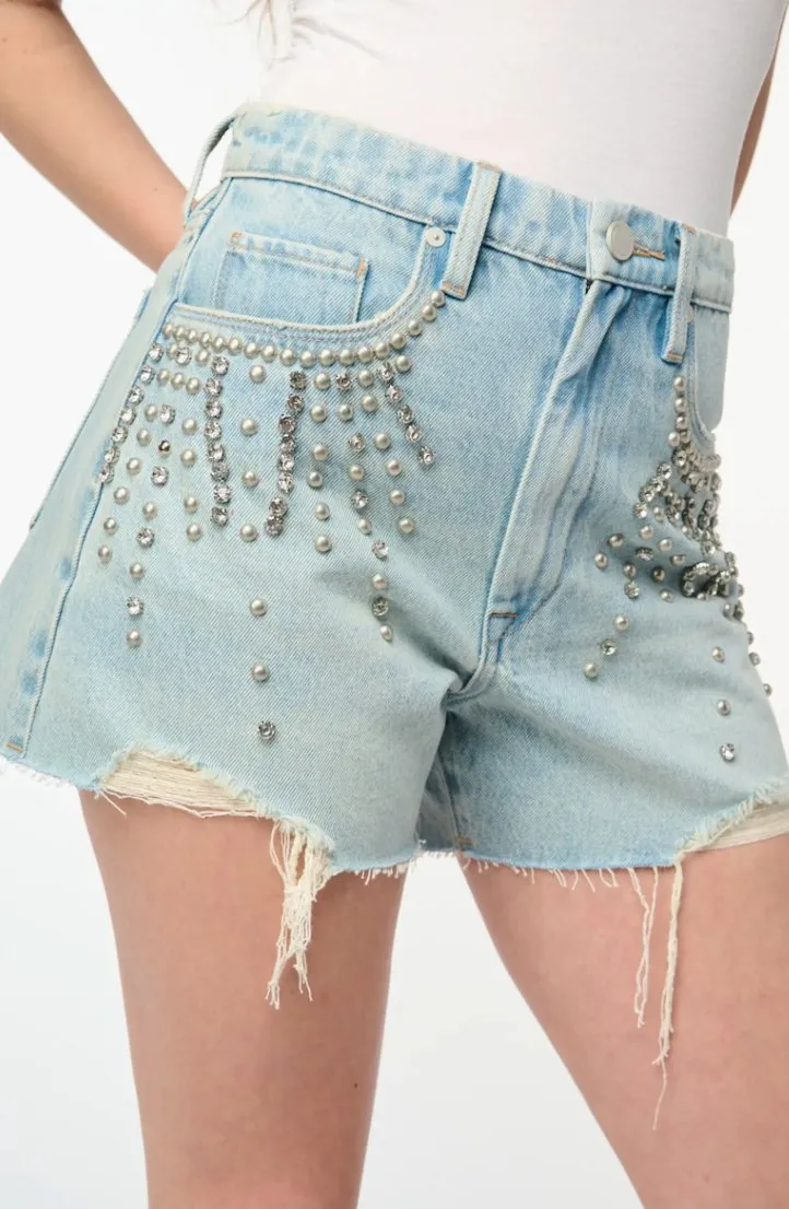 Blank NYC The Reeve Studded Cutoff Denim Shorts