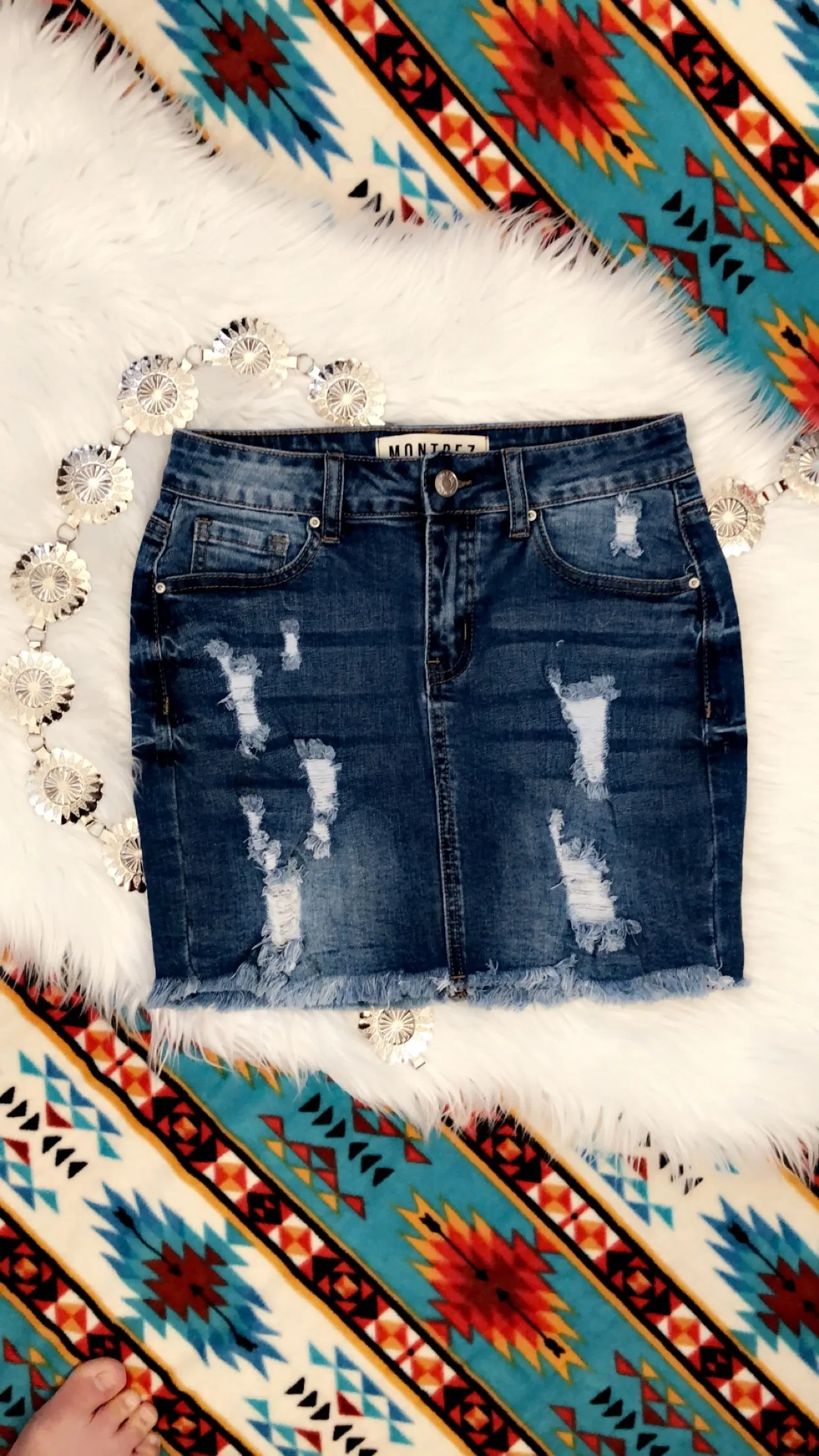 Blue Jean Baby Distressed Denim Skirt