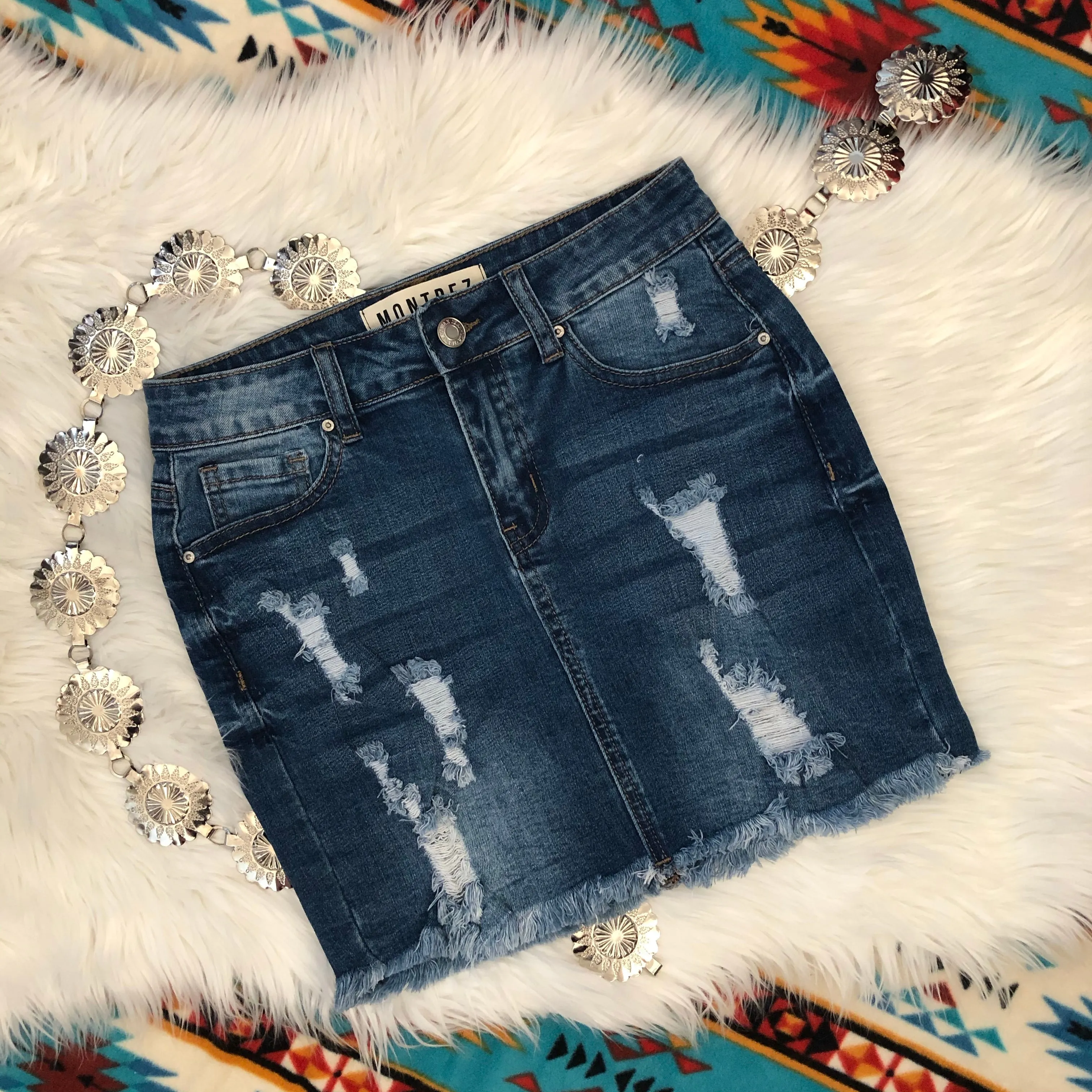 Blue Jean Baby Distressed Denim Skirt