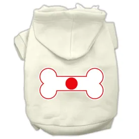 Bone Shaped Japan Flag Screen Print Pet Hoodies Cream Size XXXL(20)