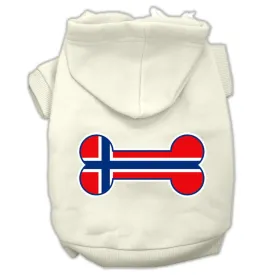 Bone Shaped Norway Flag Screen Print Pet Hoodies Cream Size XXXL(20)