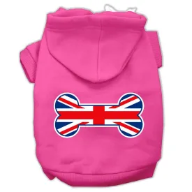 Bone Shaped United Kingdom (Union Jack) Flag Screen Print Pet Hoodies Bright Pink XXL (18)