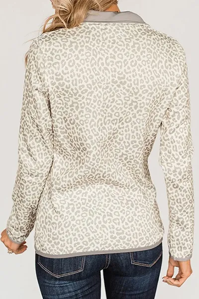 Casual Leopard Pocket Buckle Tops