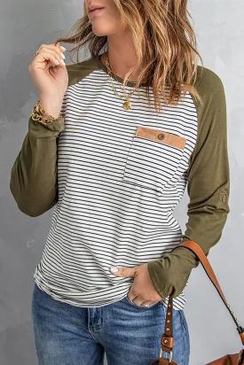 Casual Patchwork O Neck Tops