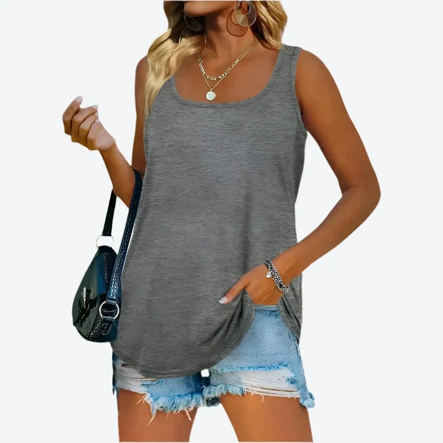 Casual Sleeveless Round Neck Tops