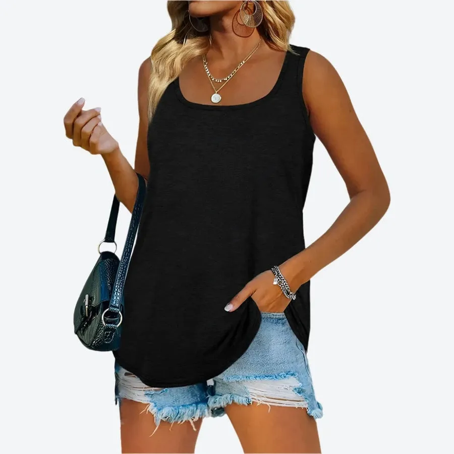 Casual Sleeveless Round Neck Tops