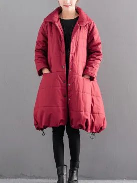 Casual Solid Color Turn-Down Collar Women Coats