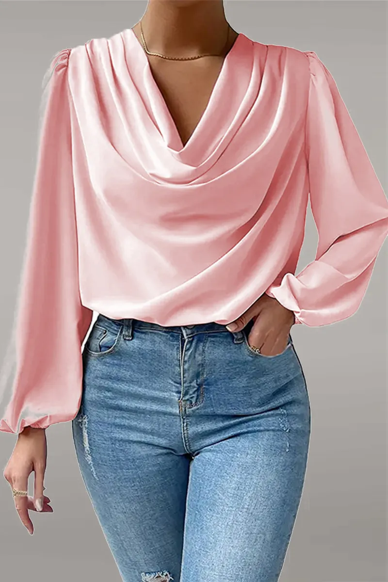 Casual Solid Patchwork U Neck Tops