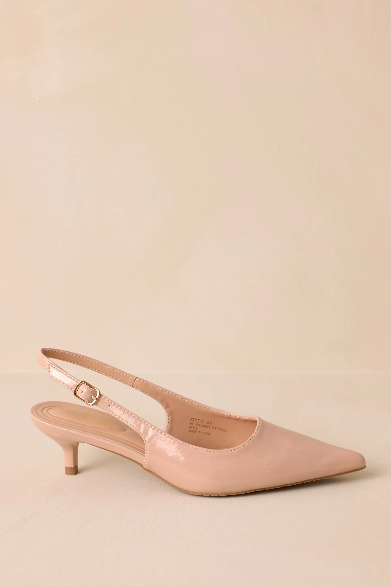 Celestial Dreams Nude Pointed-Toe Slingback Kitten Heels