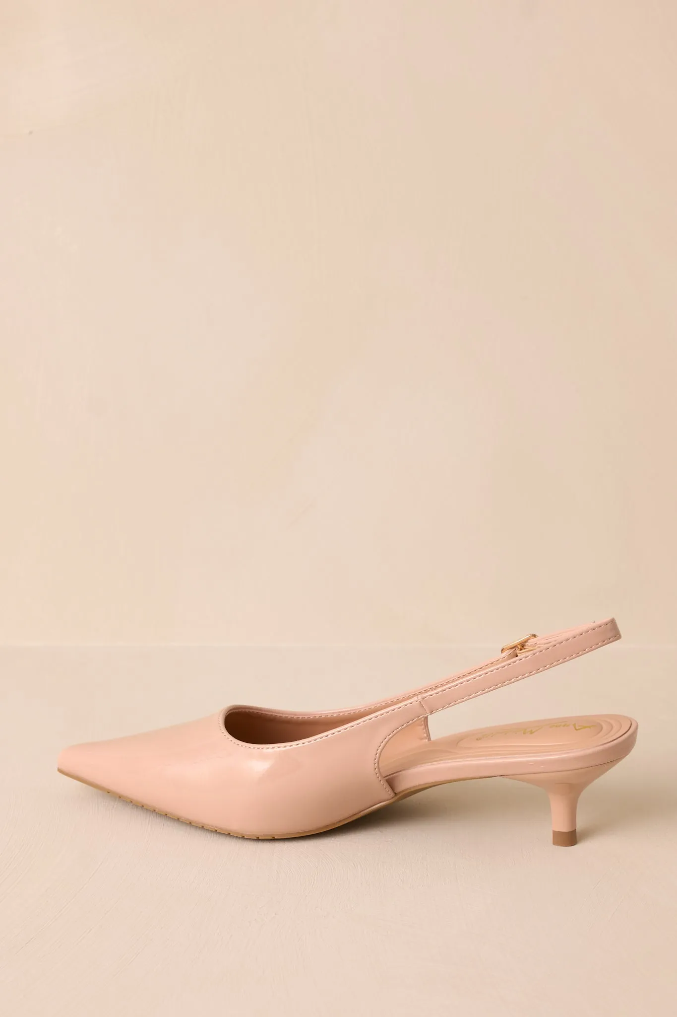 Celestial Dreams Nude Pointed-Toe Slingback Kitten Heels