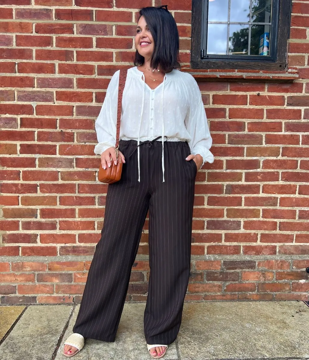 Chocolate Stripe Wide Leg Trousers