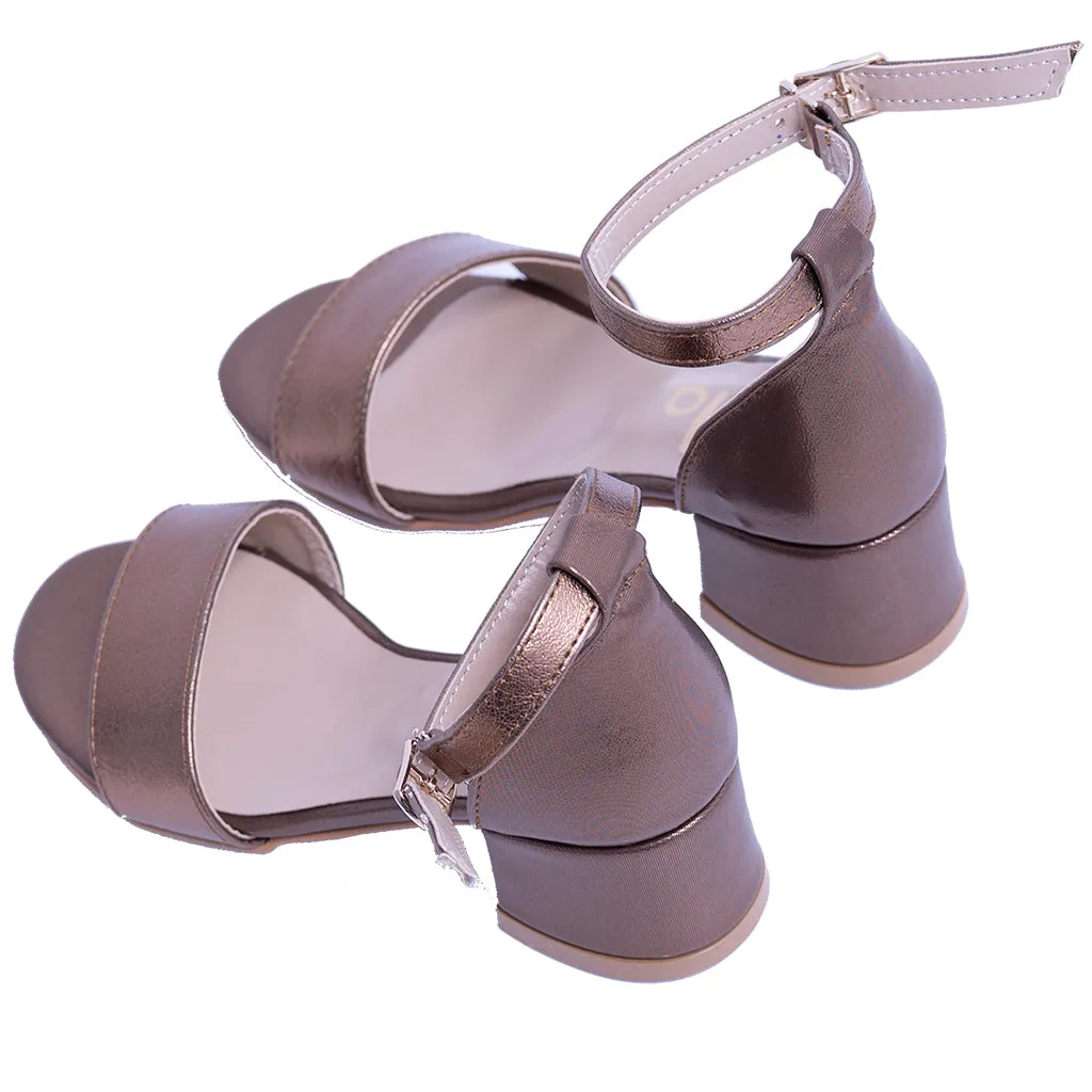 Copper Bronze Sandal-Strap Heels