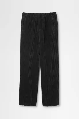 Cotton Corduroy Wide-leg Drawstring Trouser in Black