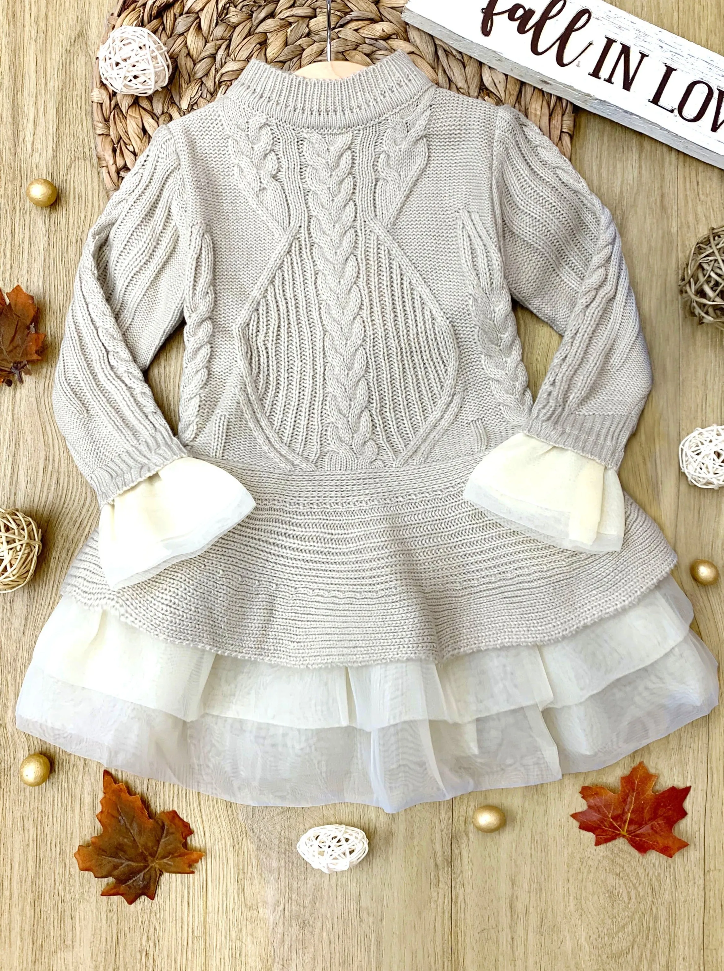 Cute As Pie Creme Cable Knit Tutu Sweater