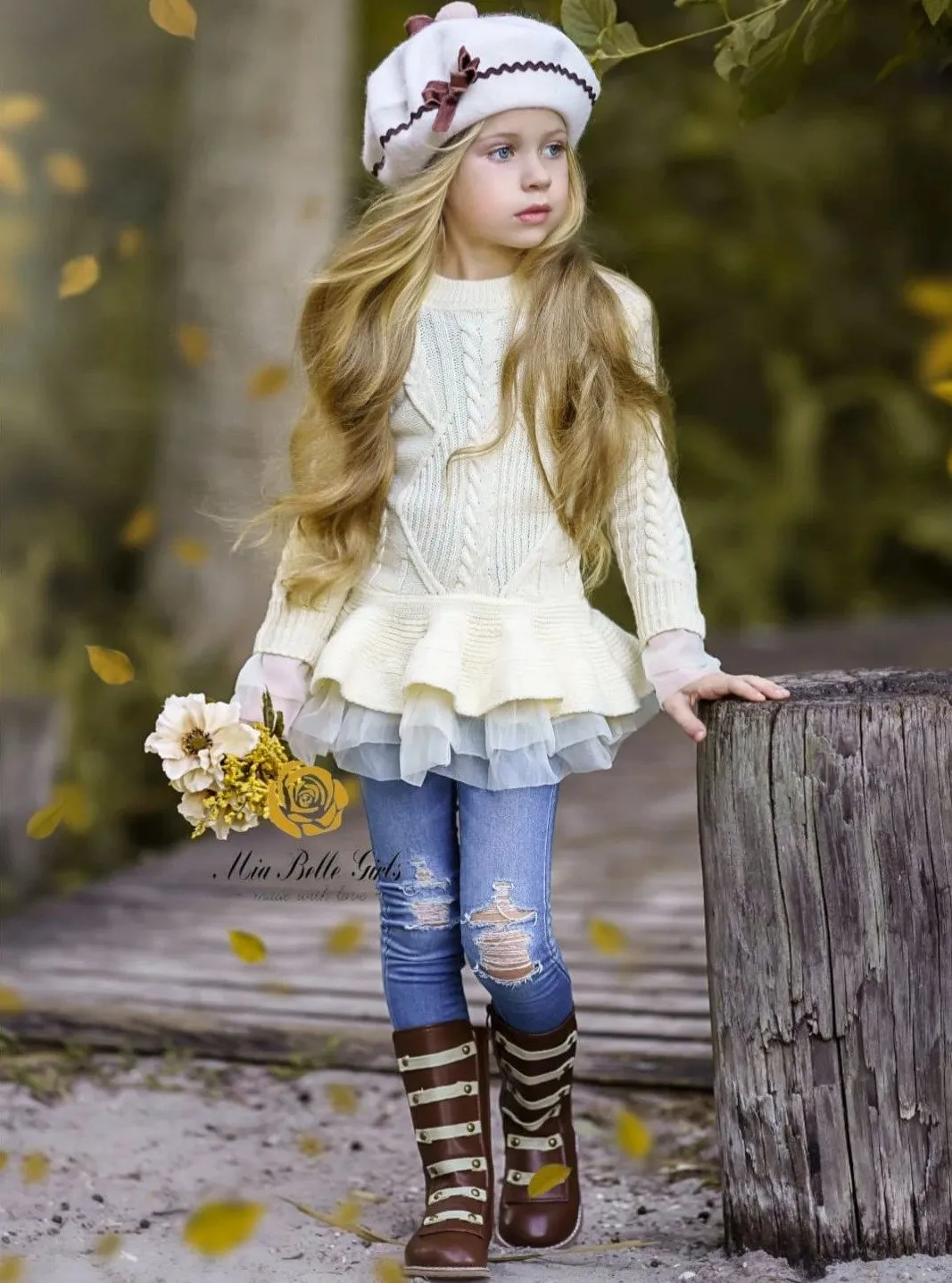 Cute As Pie Creme Cable Knit Tutu Sweater