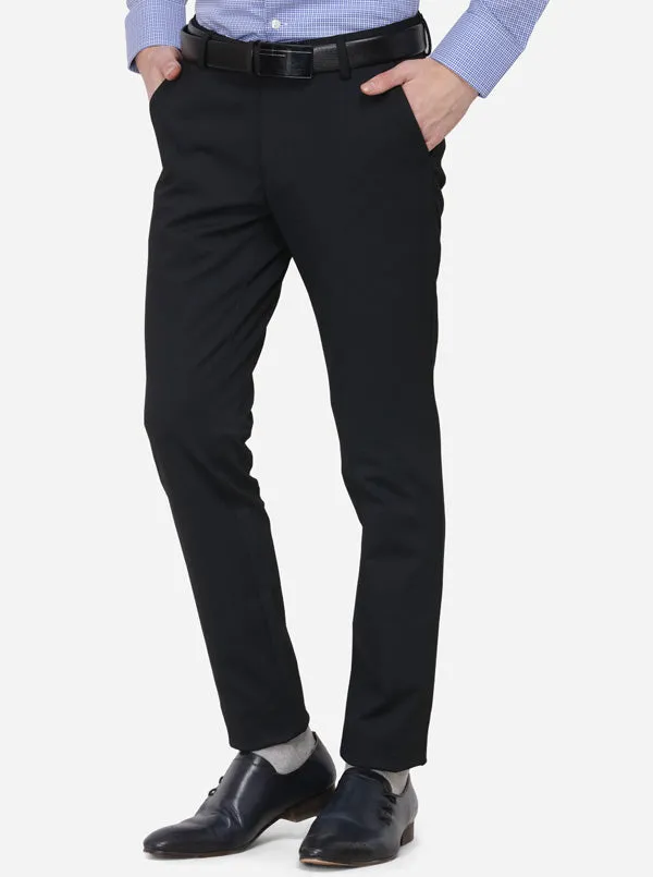 Dark Blue Solid Slim Fit Club Wear Trouser | JB Studio