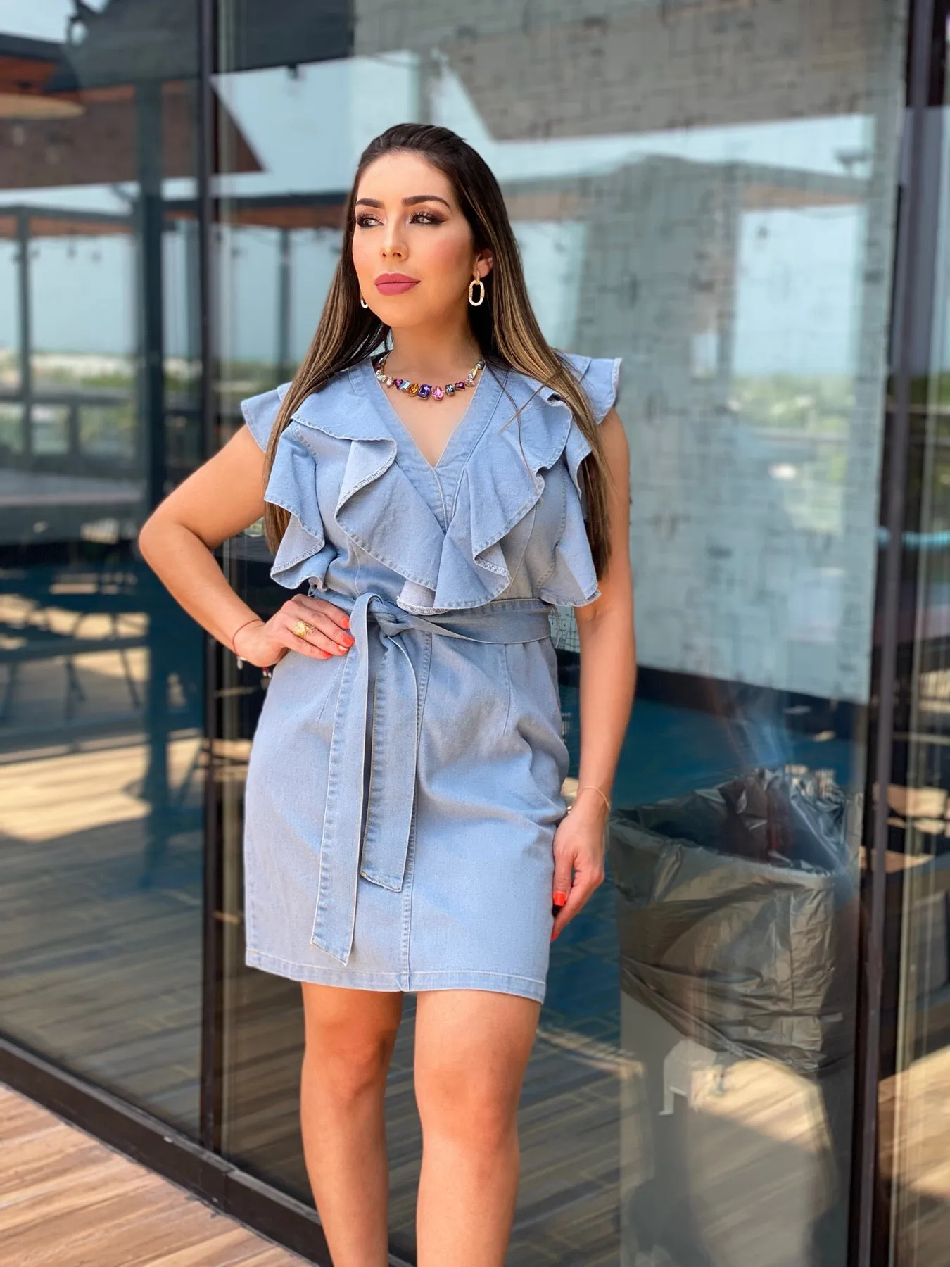 Denim Ruffle Dress