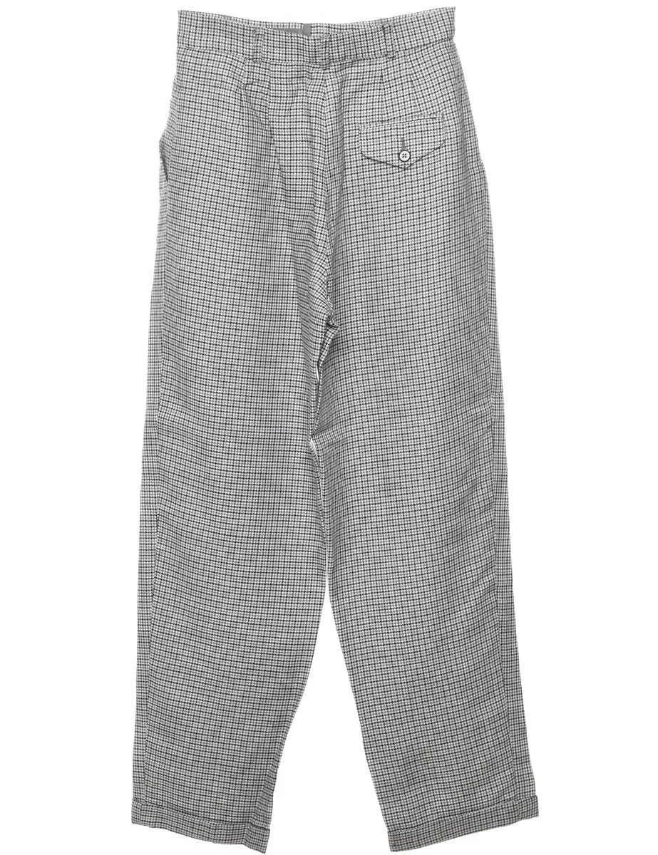 Dogtooth Tapered Grey & White Trousers - W26 L30