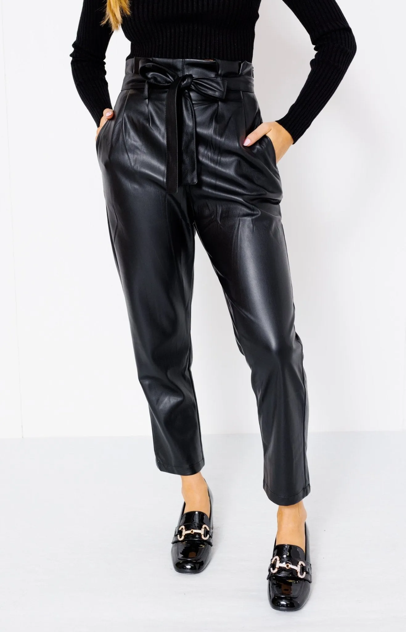 Dolce Cabo: Everything and More Vegan Leather Trousers, BLACK