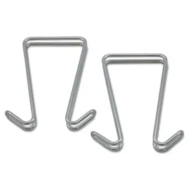 Double Sided Partition Garment Hook, Steel, 0.5 X 3.38 X 4.75, Over-the-door/over-the-panel Mount, Silver, 2/pack