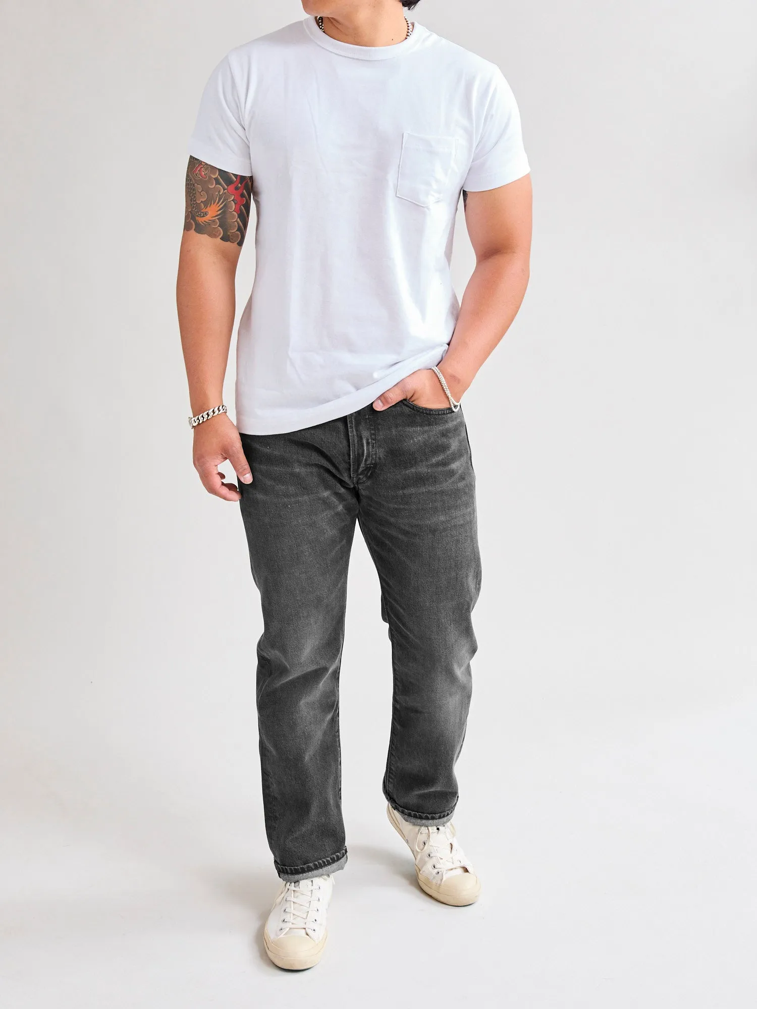 Dusty Black 13oz Washed Denim - Straight Fit