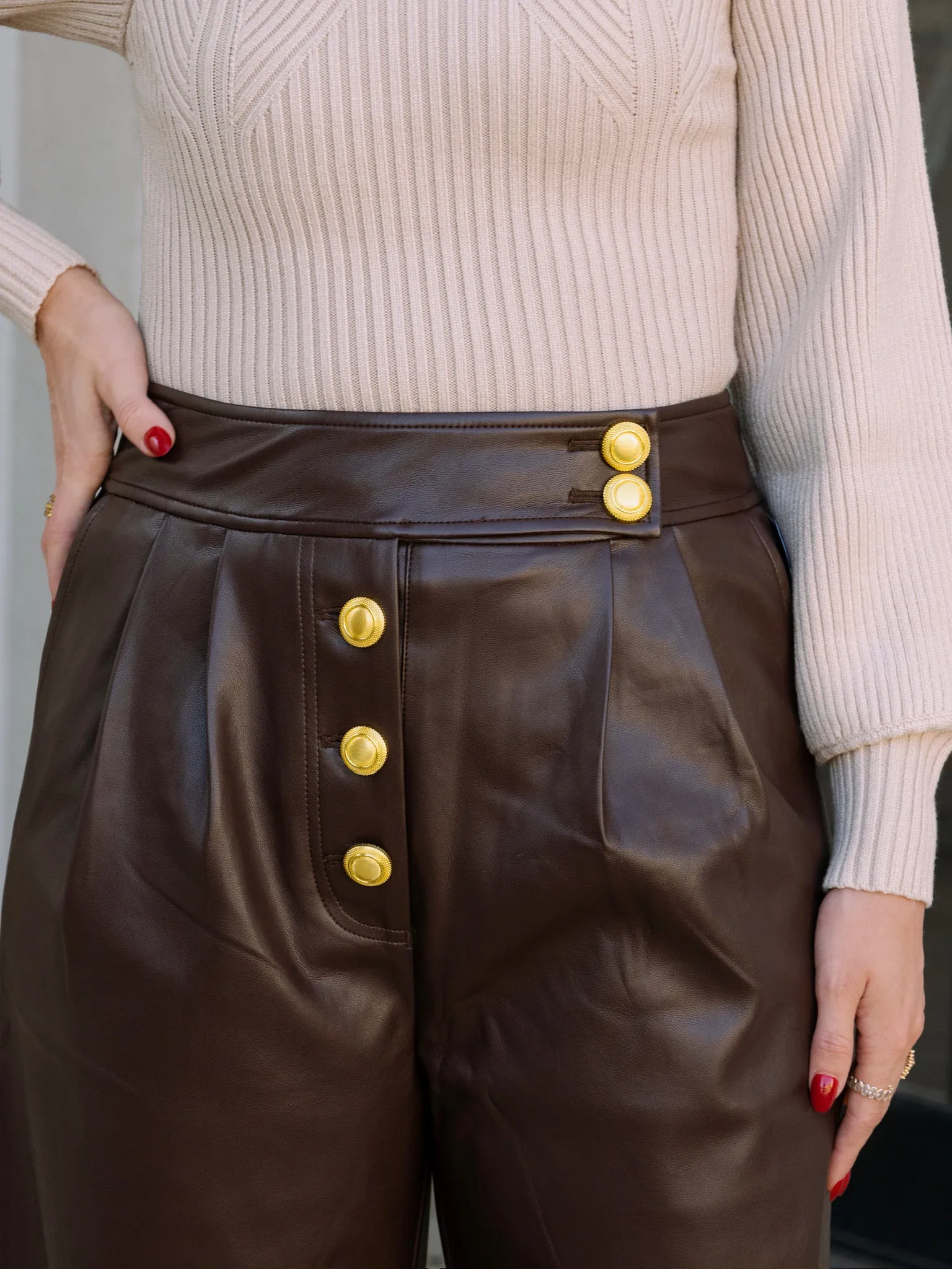 English Factory Brown Leather Trousers