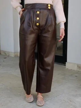 English Factory Brown Leather Trousers