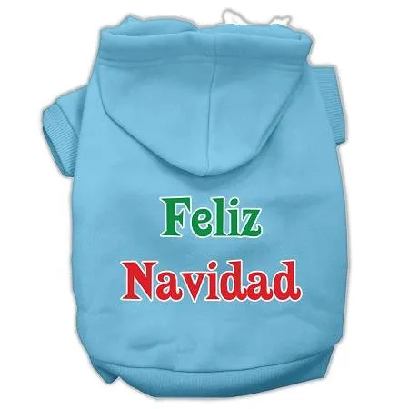 Feliz Navidad Screen Print Pet Hoodies Baby Blue M (12)