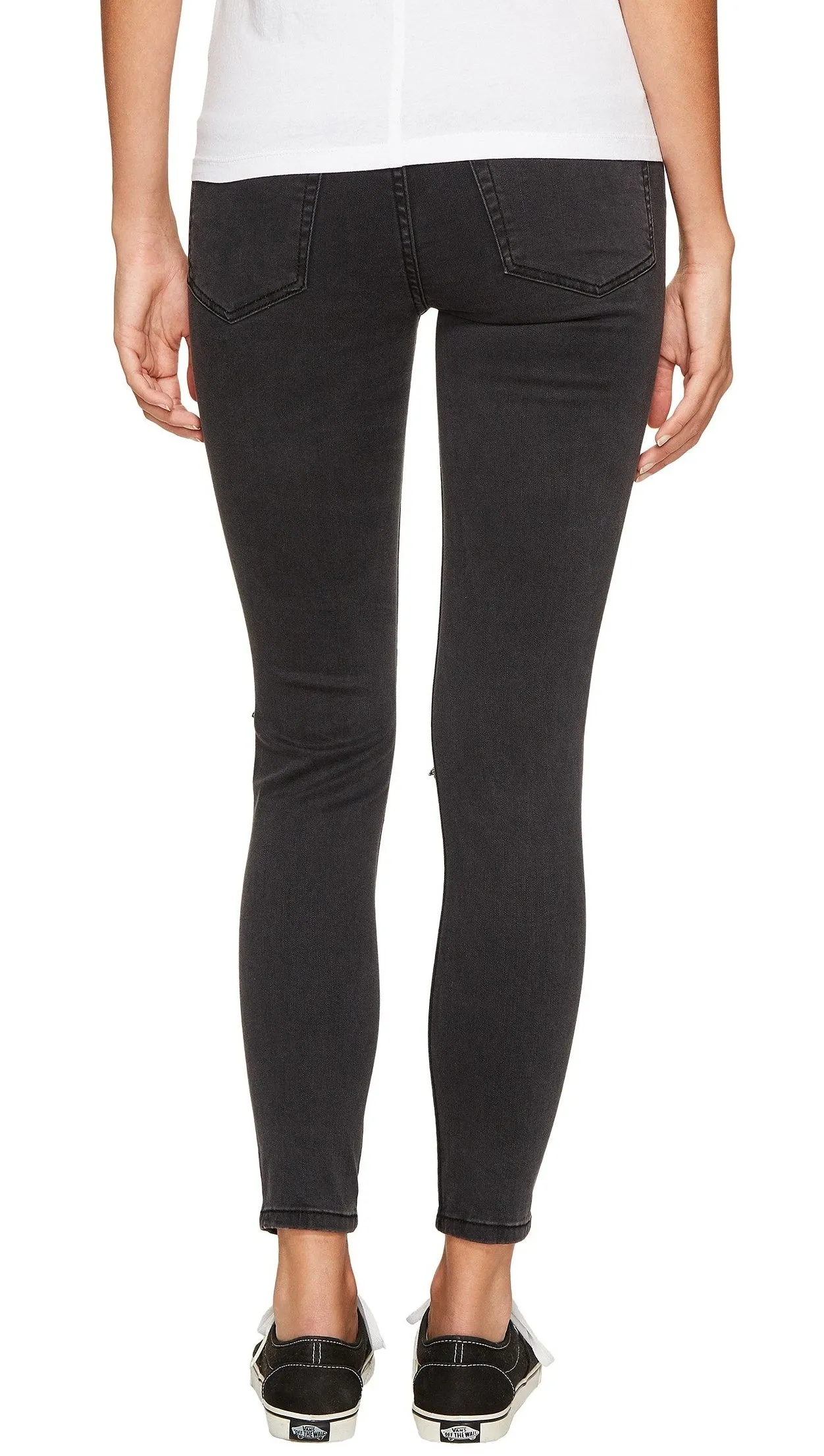 Free People High Rise Busted Skinny Washed Black