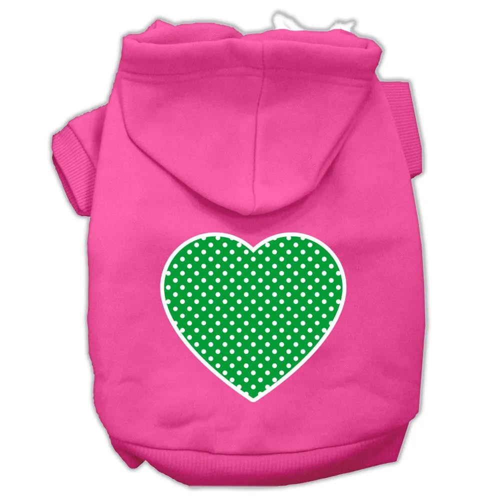 Green Swiss Dot Heart Screen Print Pet Hoodies Bright Pink Size XXXL (20)