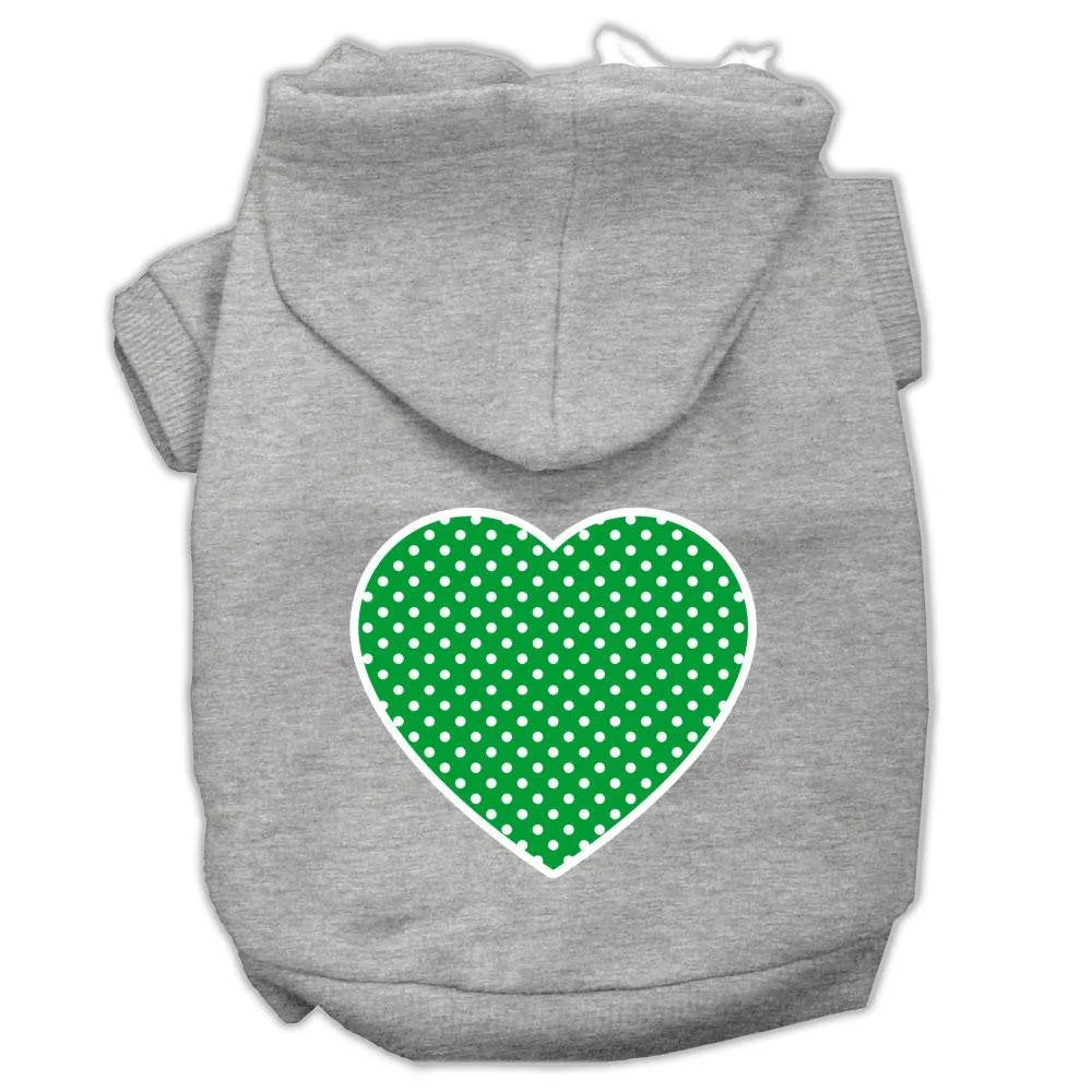 Green Swiss Dot Heart Screen Print Pet Hoodies Grey Size XXL (18)