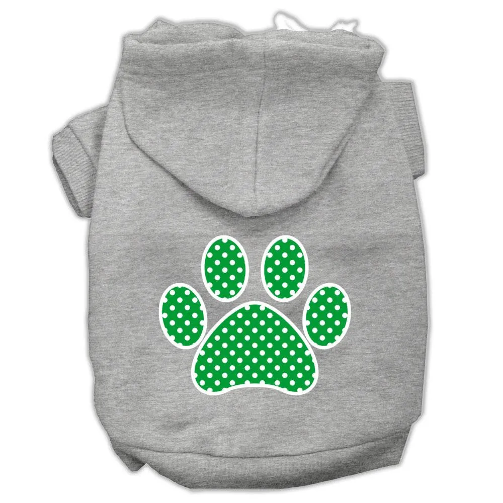 Green Swiss Dot Paw Screen Print Pet Hoodies Grey Size Lg (14)