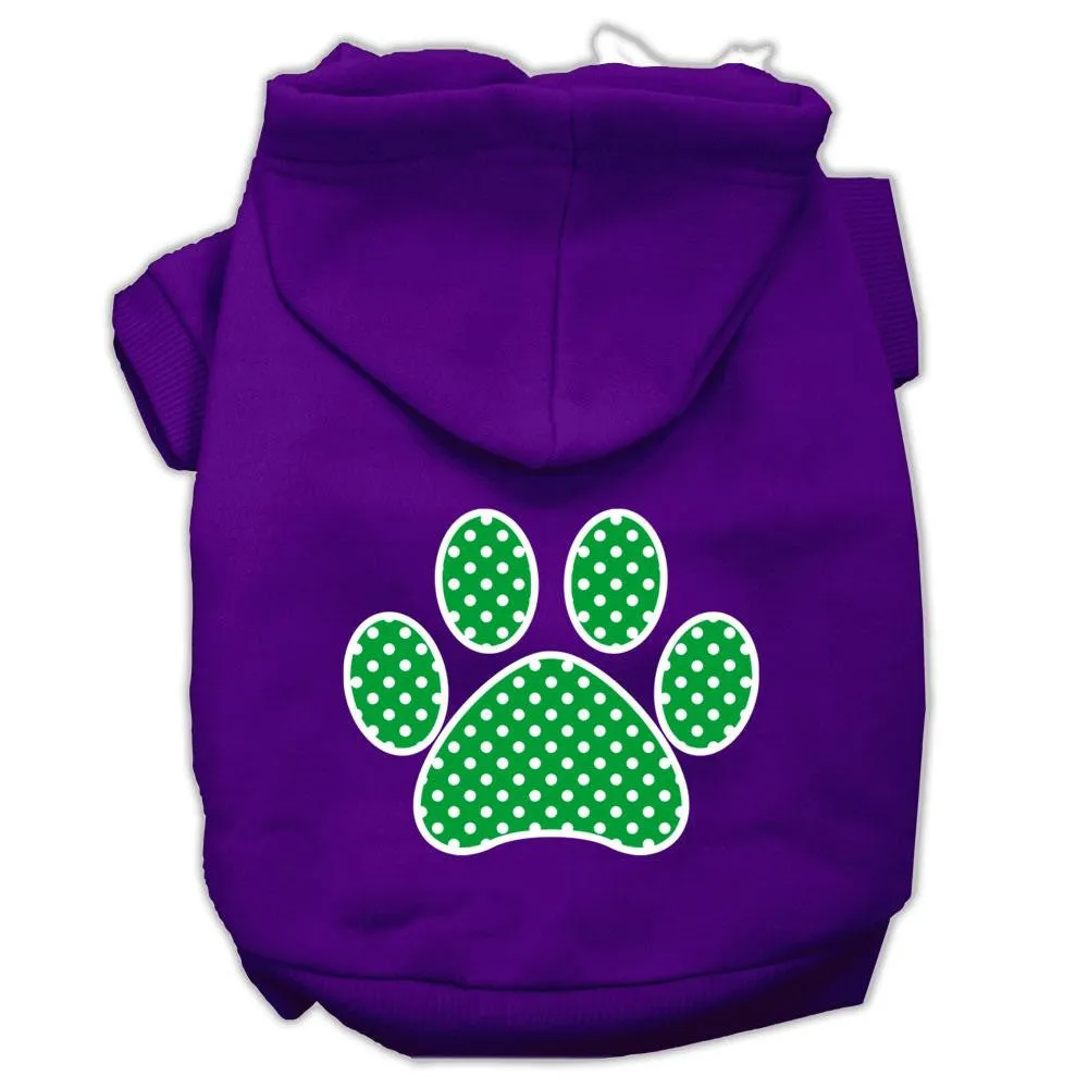 Green Swiss Dot Paw Screen Print Pet Hoodies Purple Size XS (8)