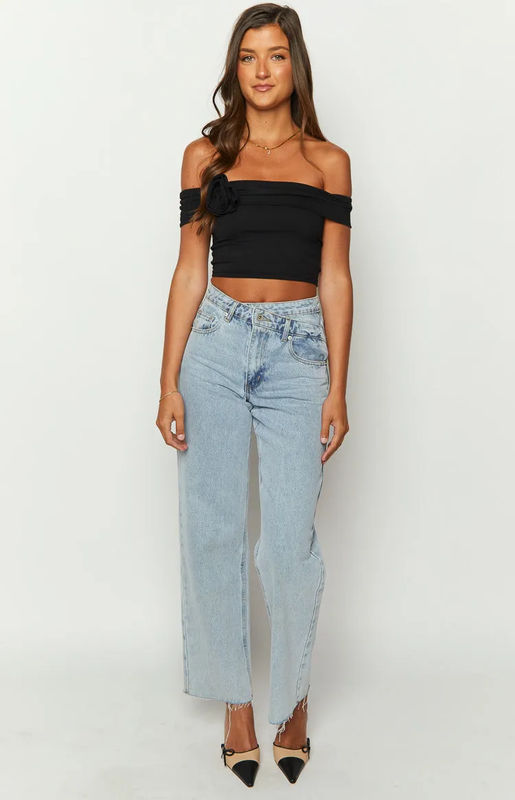 Hadley Off The Shoulder Rose Crop Top