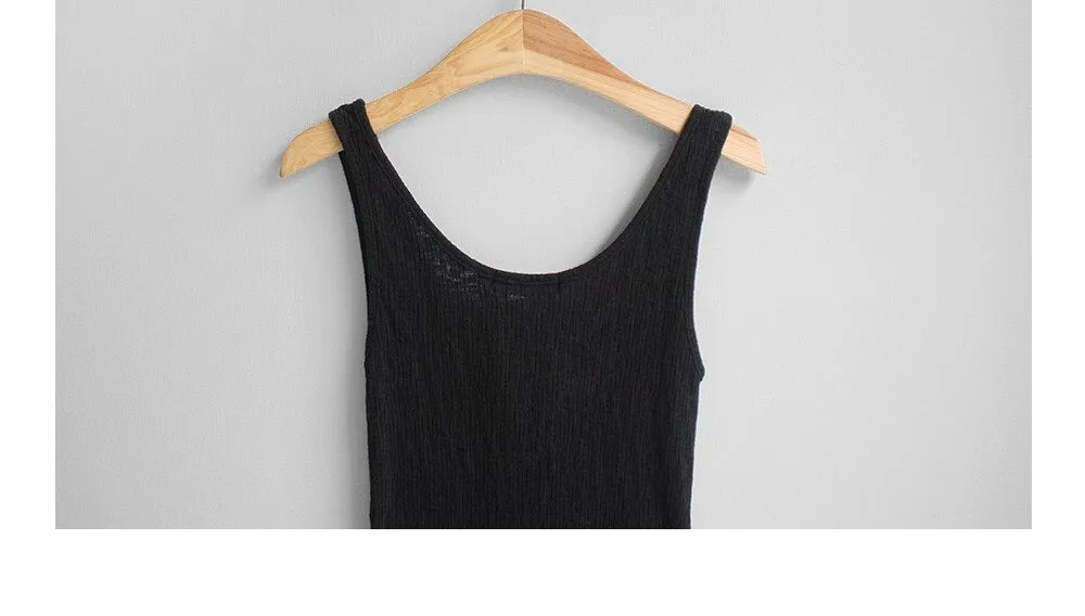 Halter Bandage Sexy Crop Solid Cotton Tank Vest Slim Skinny Solid Sleeveless