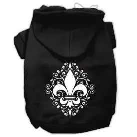 Henna Fleur De Lis Screen Print Pet Hoodies Black Size Sm (10)