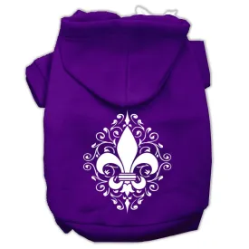 Henna Fleur De Lis Screen Print Pet Hoodies Purple Size XXXL (20)