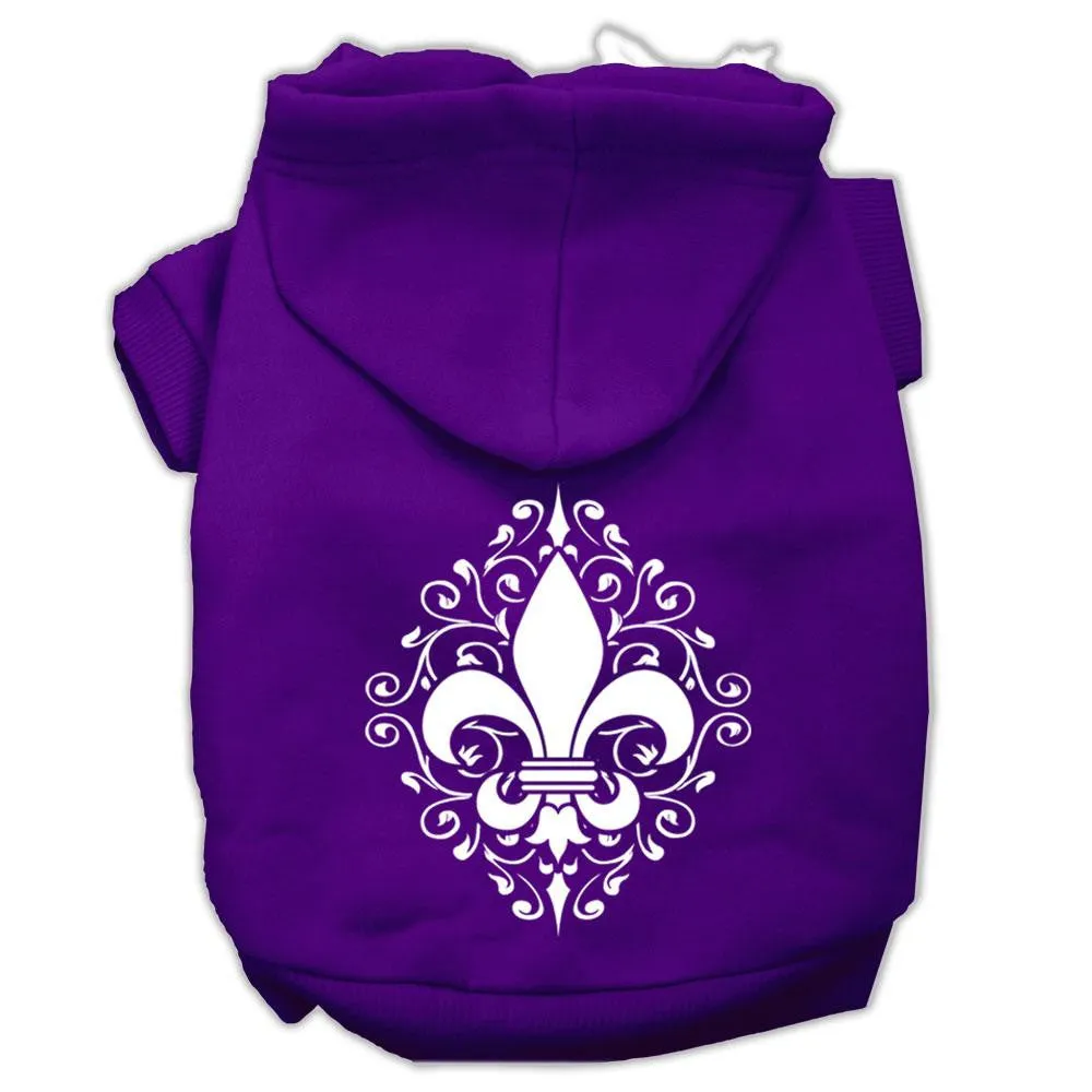 Henna Fleur De Lis Screen Print Pet Hoodies Purple Size XXXL (20)